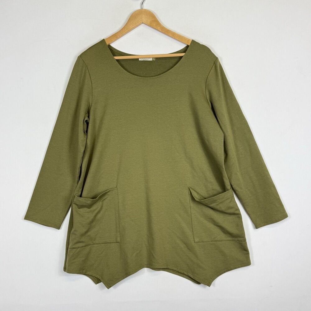 Chalet Tunic Top Womens Large Green Earthy Forest Drapey Lagenlook Gorpcore